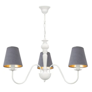 Żyrandol szaro-biały do sypialni GOLDSUN AB 1337G/26/51 3-ramienny
