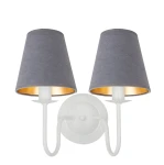 Elegancki podwójny kinkiet z welurowymi, szarymi kloszami GOLDSUN AB 1339G/26/51