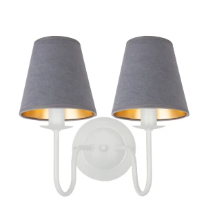 Elegancki podwójny kinkiet z welurowymi, szarymi kloszami GOLDSUN AB 1339G/26/51