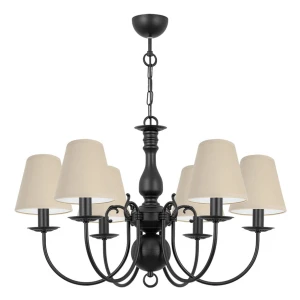 Lampa sześcioramienna w retro stylu MARIA CZARNA O3126 W6 CZA/AB/03/Le 