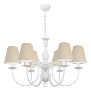 Klasyczna lampa do eleganckiej jadalni MARIA BIAŁA O3126 W6 BIA/AB/03/Le 6-ramienny