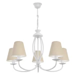 Elegancka lampa biała z kloszami w kolorze beżowym OLIVER O3055 W5 BIA/AB/03/Le 5-płomienny