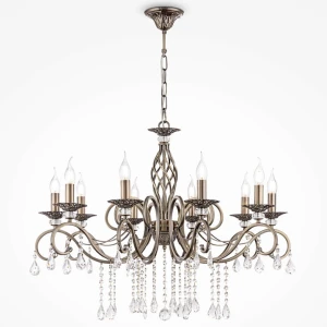 Luksusowy żyrandol świecznikowy z kryształami GRESA RC1247-PL-10-R/MA 10-ramienny