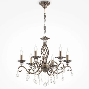 Żyrandol świecznikowy do salonu z kryształami GRESA RC1247-PL-06-R/MA 6-ramienny