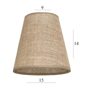 ABAŻUR z juty do kinkietu lub żyrandola AB-E14 juta 9/15 wys 14 montaż na żarówkę 