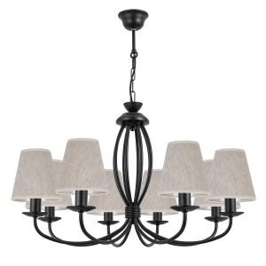 Żyrandol w stylu rustyklanym czarny OLIVER O3058 W8 CZA/AB/05/Le 8-ramienny