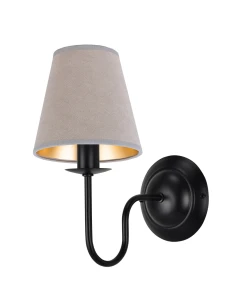 Czarny kinkiet z abażurem z velvetu beżowego GOLDSUN AB 1338G/27/56