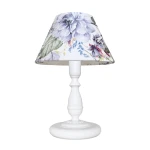 Biała lampka nocna z abażurem w kwiaty JULIA O3598 L1 BIA/wiosna