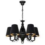 Elegancki czarno-złoty żyrandol do salonu VIOLA O3005 W5 CZA/AB/53/Le 5-ramienny