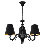 Czarny żyrandol 3-ramienny z welurowymi abażurami VIOLA O3003 W3 CZA/AB/53/Le