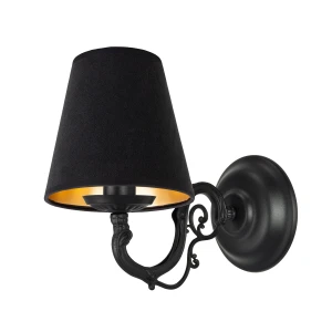 Czarny kinkiet z abażurem z weluru VIOLA O3000 K1 CZA/AB/53/Le