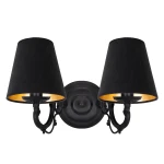 Dwupłomienny kinkiet ścienny czarno-złoty VIOLA O3001 K2 CZA/AB/53/Le