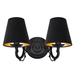 Dwupłomienny kinkiet ścienny czarno-złoty VIOLA O3001 K2 CZA/AB/53/Le