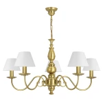 Klasyczny złoty żyrandol z abażurami AMELIA 1S O3585 W5 ZL/1S/01 5-płomienny