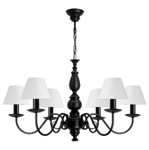 Szeroki czarny żyrandol do dużego salonu AMELIA  O3586 W6 CZA/1S/01 6-płomienny
