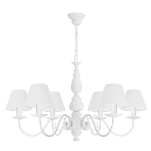 Biała lampa sufitowa klasyczna z abażurami AMELIA  O3586 W6 BIA/1S/01 6-płomienna