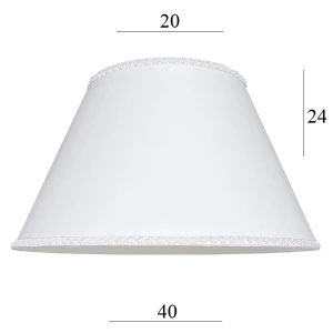 Biały abażur stożkowy do lampy stołowej 6S biały z ozdobną lamówką 40cm