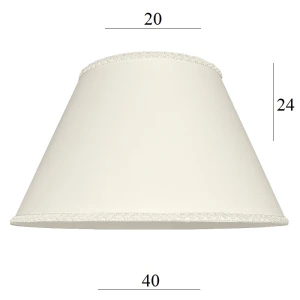 Abażur w kolorze ecru do lampy stołowej 6S ecru z ozdobną lamówką 40cm