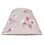 Abażur z beżowego lnu w kwiaty magnolii 6S E27 20/40 wys 24 MAGNOLIA 023