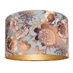 Abażur walec do lampy stojącej z weluru ze złotym wzorem 14W E27 FLOWERS  40 wys 25