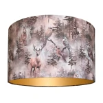Abażur do lampy walec 40cm z wzorem lasu brązowy 14W E27  40 wys 25 FOREST 016