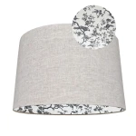 Abażur do lampy z lnu z wnętrzem we wzory 2T E27  35/40 wys 25 LINEN BIRD 010