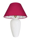 Biała lampa z czerwonym abażurem BONA RED ROSES lampa na komodę