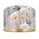 Szary abażur do lampy stojącej z wzorzystego aksamitu 14W E27 MAKI welur  40 wys 25