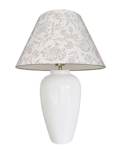 Biała lampa z lnianym abazurem na stół BONA Linen