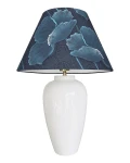 Lampa ceramiczna na stół z wzorem na abażurze BONA Poppy Blue