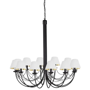 Klsayczny czarny żyrandol z dwunastoma ramionami PORSE 13522/63/KA 12