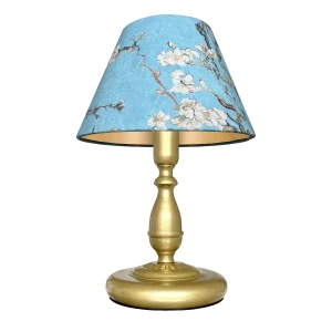 Lampka nocna złota z niebieskim abażurem JULIA O3598 L1 ZL/VINCENT
