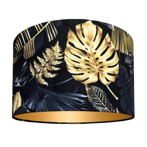 Abażur walec do lampy czarno-złoty welur 14W E27 MONSTERA  40 wys 25 