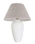 Lampa na stół z dużym lnianym abażurem BONA biała