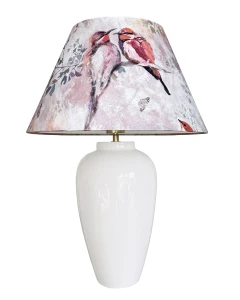 Lampa ceramiczna z kolorowym abażurem w ptaszki BONA Goya