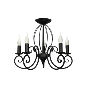 Czarny żyrandol świecznikowy DOMINO O3025 W5 CZA/Le 5-ramienny