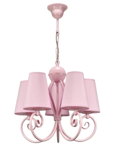 Różowy żyrandol do pokoju dziecięcego KLIWO 1386/R/32 5-ramienny