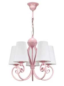 Różowy żyrandol z abażurkami KLIWO 1386/R/01 5-ramienny