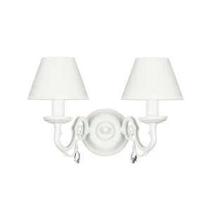 Podwójny biały kinkiet z kryształkami VIOLA KRYSZTAŁ O3001 K2 BIA/K/1S/01/Le