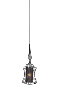 Modna czarna lampa wisząca do sypialni AMBIA S 18870 BL/N
