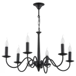 Czarny żyrandol świecznikowy do salonu ASTOR 1O2896 W6 CZA/Le 6-płomienny