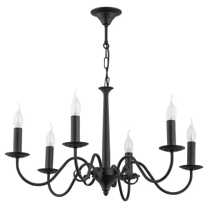 Czarny żyrandol świecznikowy do salonu ASTOR 1O2896 W6 CZA/Le 6-płomienny