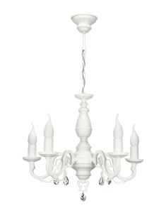 Stylowy biały żyrandol z kryształkami VIOLA KRYSZTAŁ O3005 W5 BIA/K/Le 5-ramienny