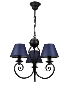 Czarna lampa z niebieskimi abażurkami LIVA 1385/27/37/L 3-płomienny