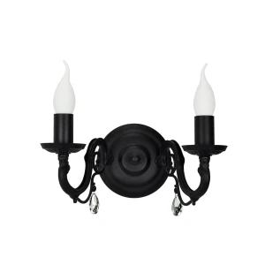 Podwójny czarny kinkiet z kryształkami VIOLA KRYSZTAŁ O3001 K2 CZA/K/Le