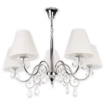 Elegancki żyrandol z abażurami VELEOS 1O1965 CH BIA/Le 5-ramienny