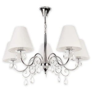 Elegancki żyrandol z abażurami VELEOS 1O1965 CH BIA/Le 5-ramienny